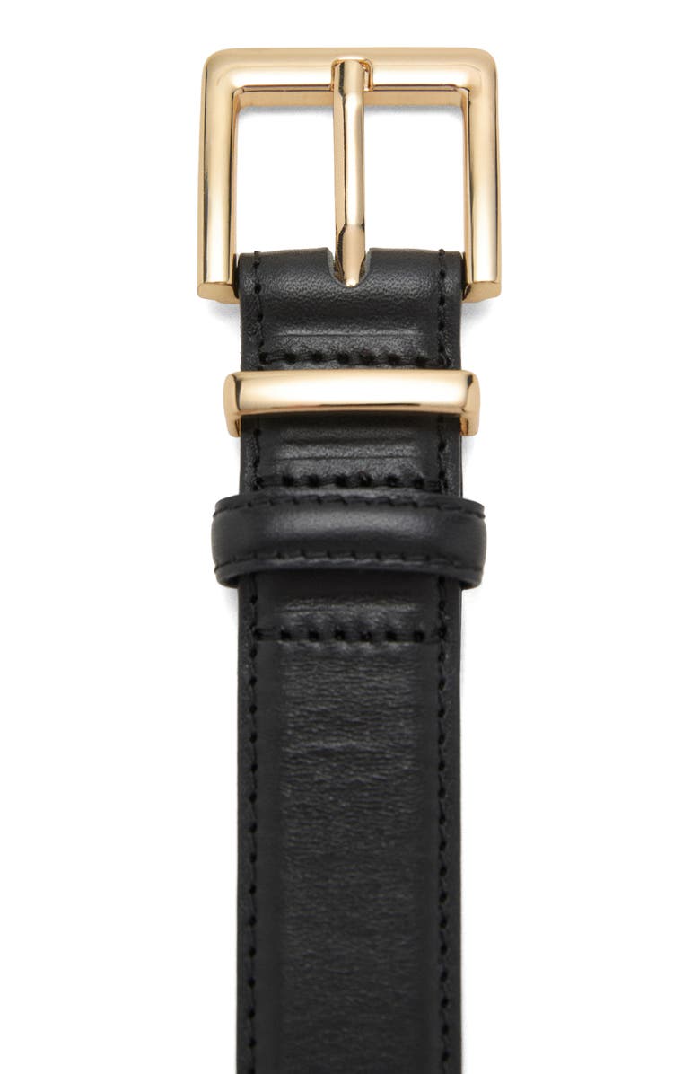 MANGO Leather Belt, Alternate, color, Black