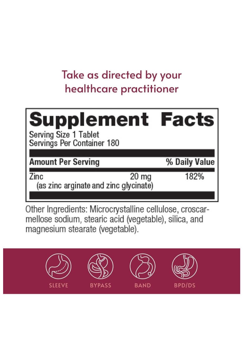 Non Chewable Zinc Chelate Supplement Tablets 20 mg 180 Count, Alternate, color, None