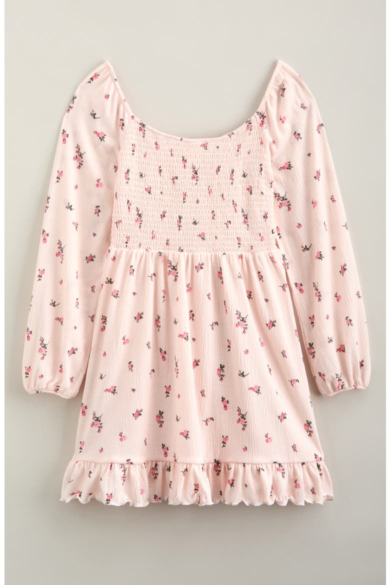 Kids' Ruffle Hem Smocked Dress, Alternate, color, PINK- GREEN GIA ROSE