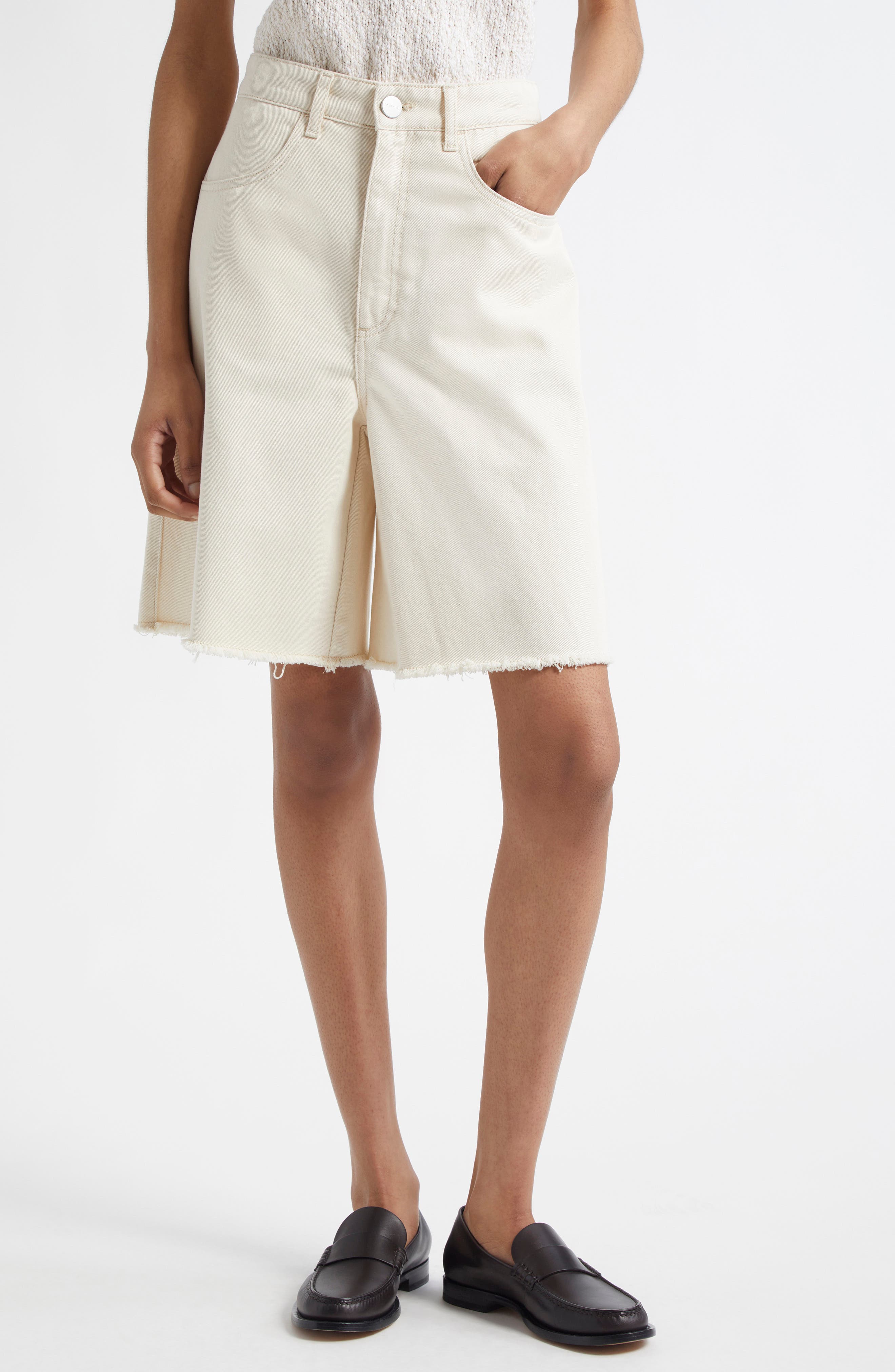 Róhe Loose Fit Baggy Hem Cutoff Denim Shorts