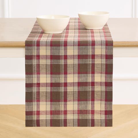 Linen Table Runner - Rustic Plaid