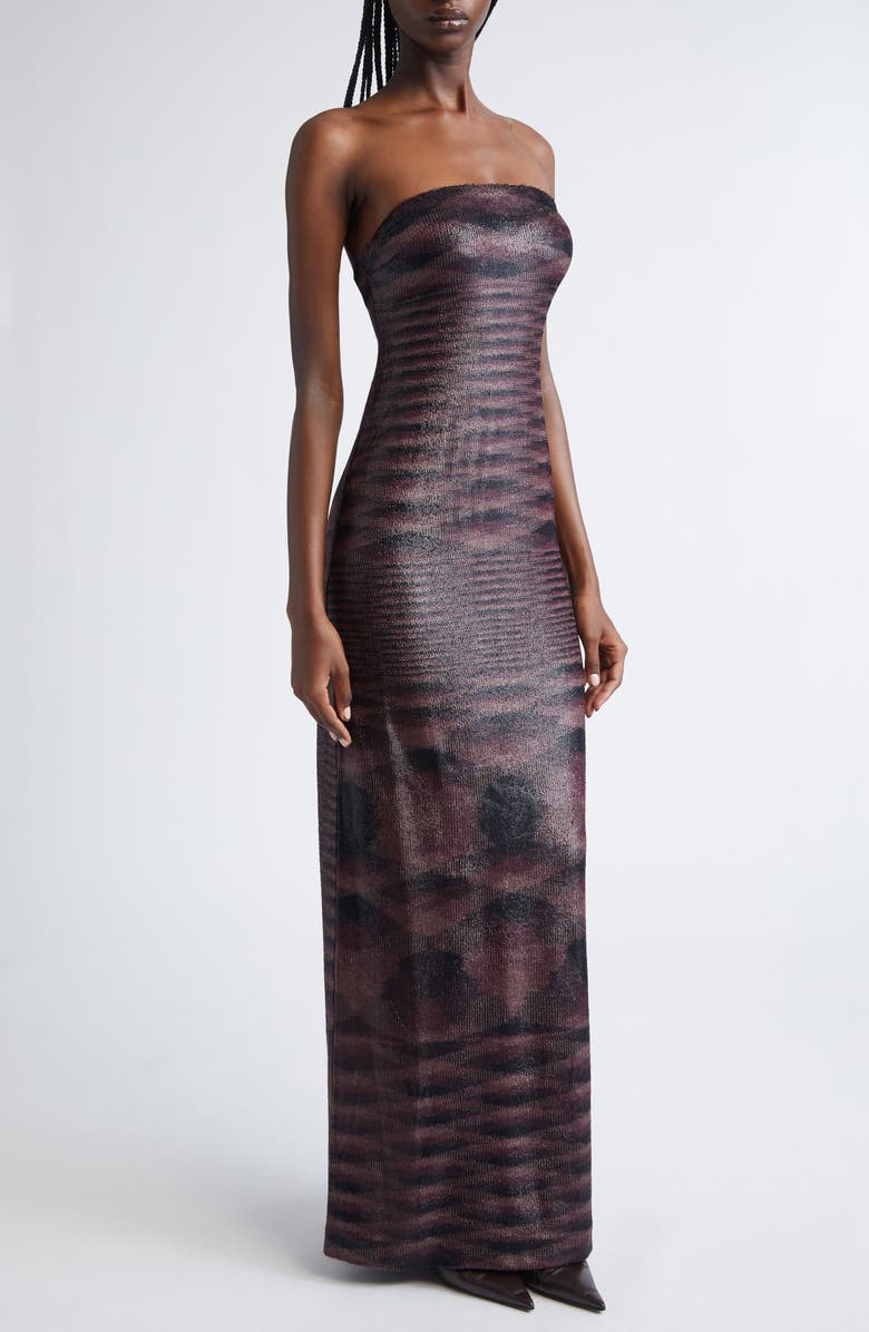 Missoni Flame Pattern Knit Removable Straps Dress, Alternate, color, Multi Brown And Black