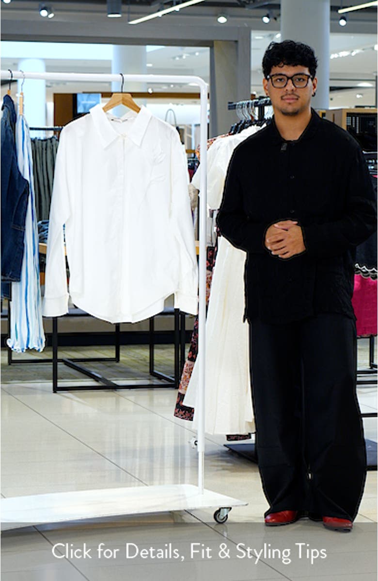 Appliqué Long Sleeve Cotton Button-Up Shirt, sales video thumbnail
