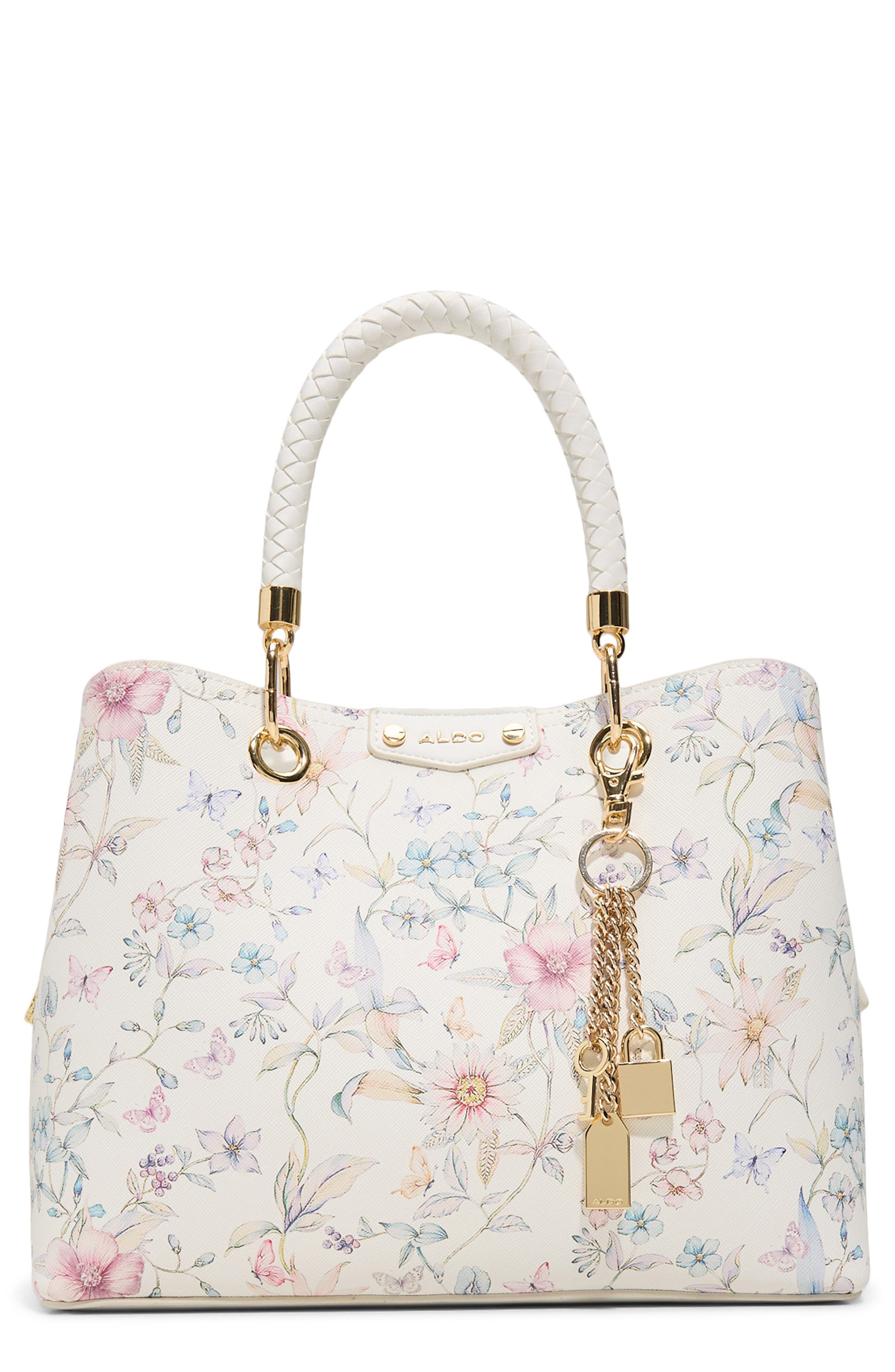ALDO Lothycann Faux Leather Satchel, Main, color, Floral