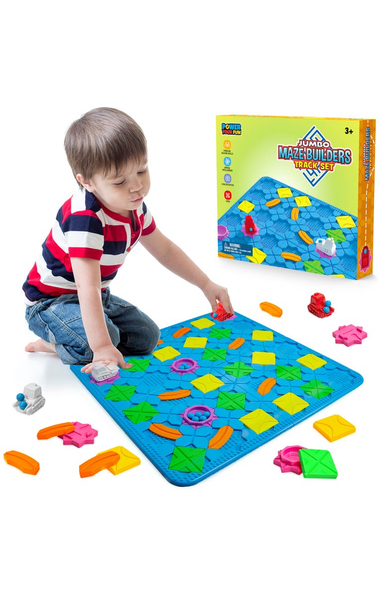 Power Your Fun Jumbo Maze Builder Track Set- 46pc, Main, color, Blue