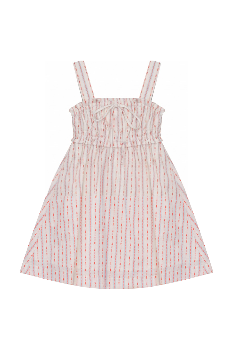 Striped Smocked Ruffle Shoulder Strap Jumper, Main, color, Pink