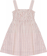 Jolie Capri Striped Smocked Ruffle Shoulder Strap Jumper