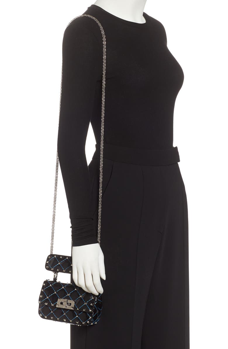 Valentino Garavani Micro Rockstud Spike Patent Leather Shoulder Bag, Alternate, color,