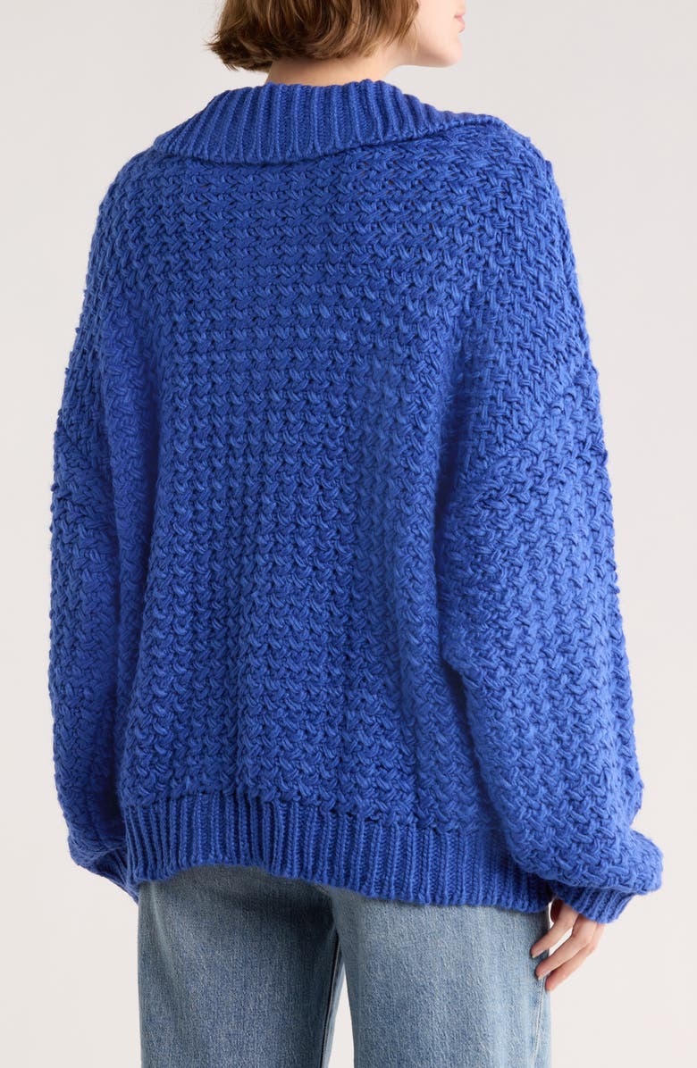 LE LIS Johnny Collar Boxy Sweater, Alternate, color, Cobalt