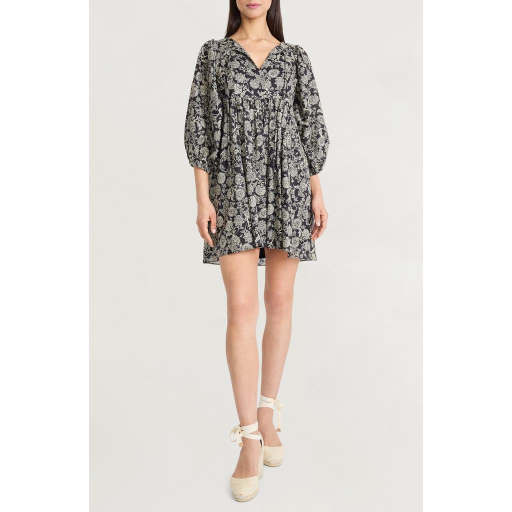 The Good Journey Puff Sleeve Babydoll Minidress In Multi