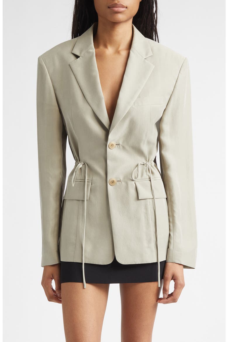 Drawstring Waist Silk Jacket, Main, color, ARMY TAN