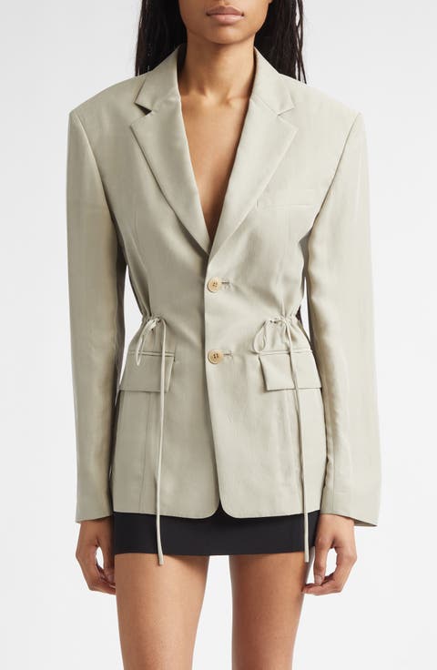 Drawstring Waist Silk Jacket