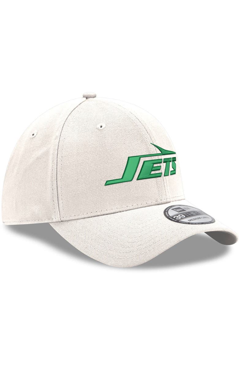 New Era Men's New Era White New York Jets Throwback Wordmark Iced II 39THIRTY Flex Hat, Alternate, color,