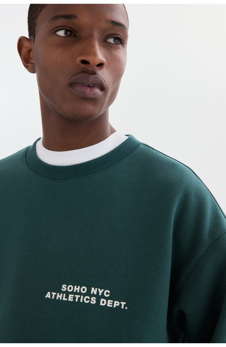 H&M Loose Fit Sweatshirt, Alternate, color, Dark Green/Soho Nyc