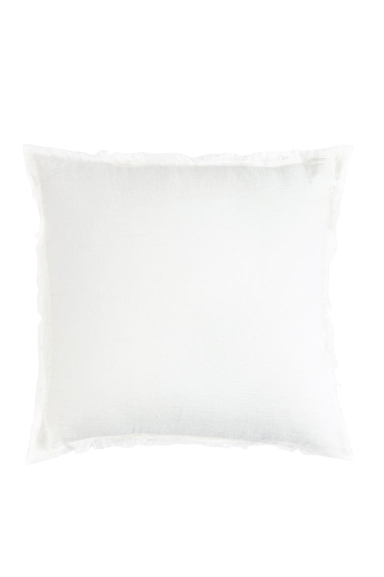 Natural Beige Fringe So Soft Linen Pillows with Down Insert, Main, color, White