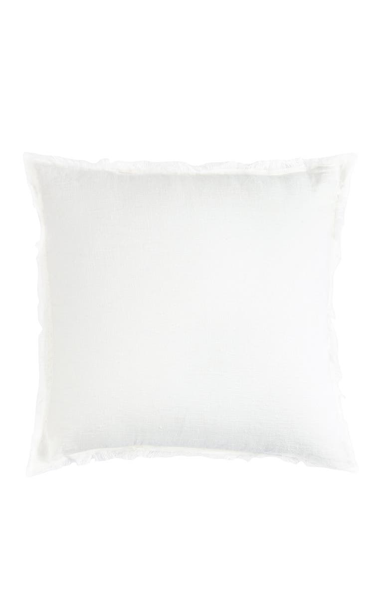 Anaya Natural Beige Fringe So Soft Linen Pillows with Down Insert, Main, color, White