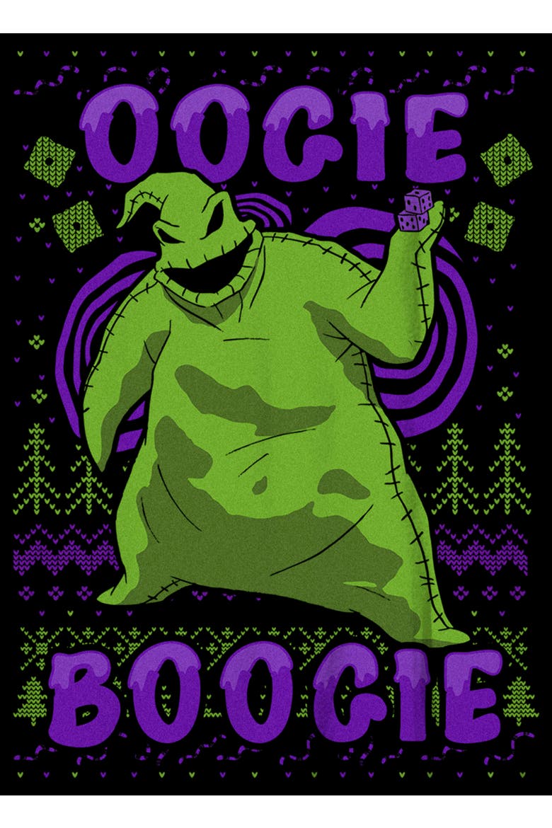 Boy's The Nightmare Before Christmas Oogie Boogie Ugly Sweater  Graphic T-Shirt, Alternate, color, Black