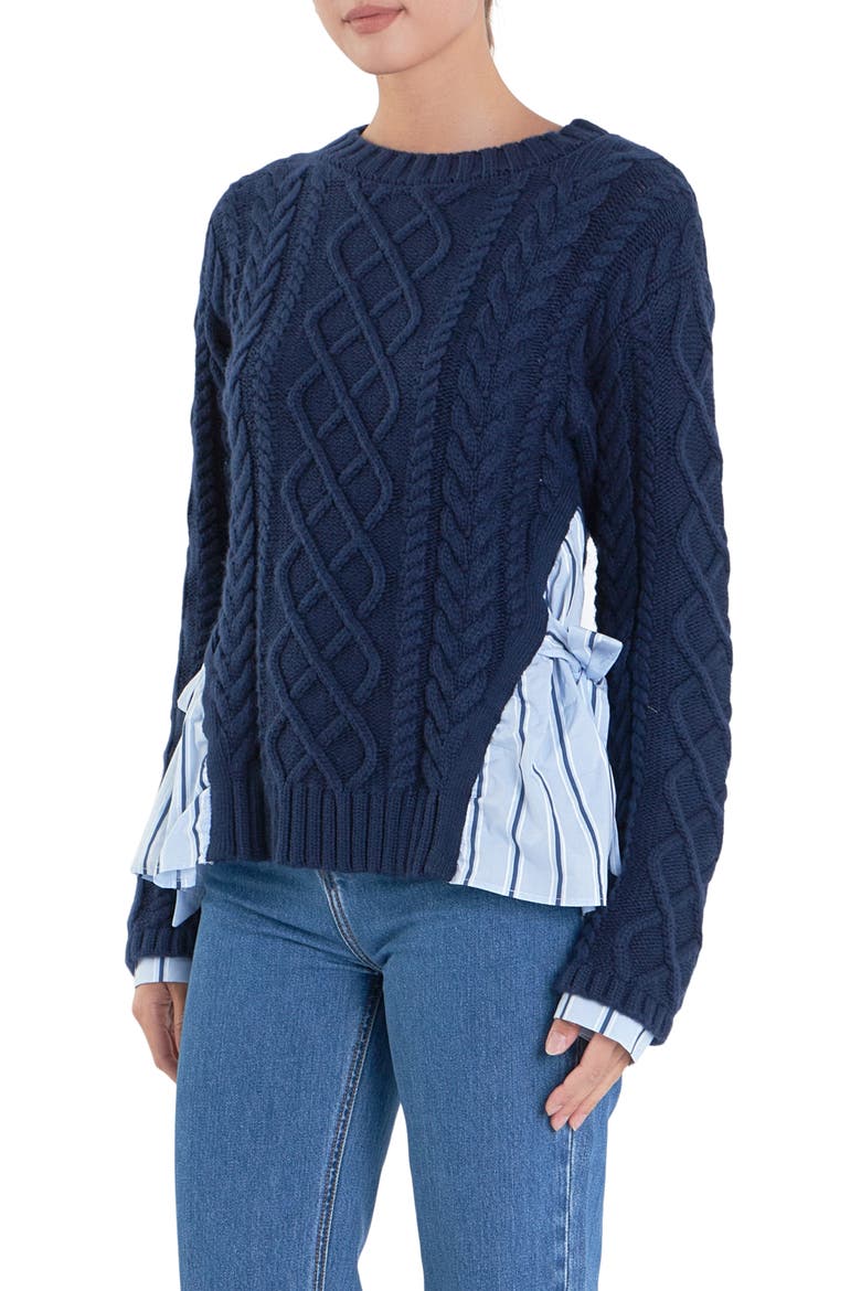 Mixed Media Sweater, Alternate, color, NAVY