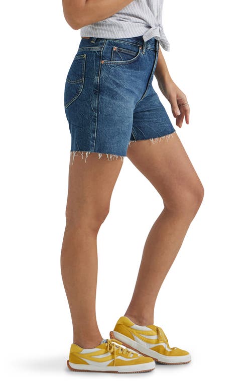 Lee Rider Raw Hem Denim Shorts In Ocean Depths