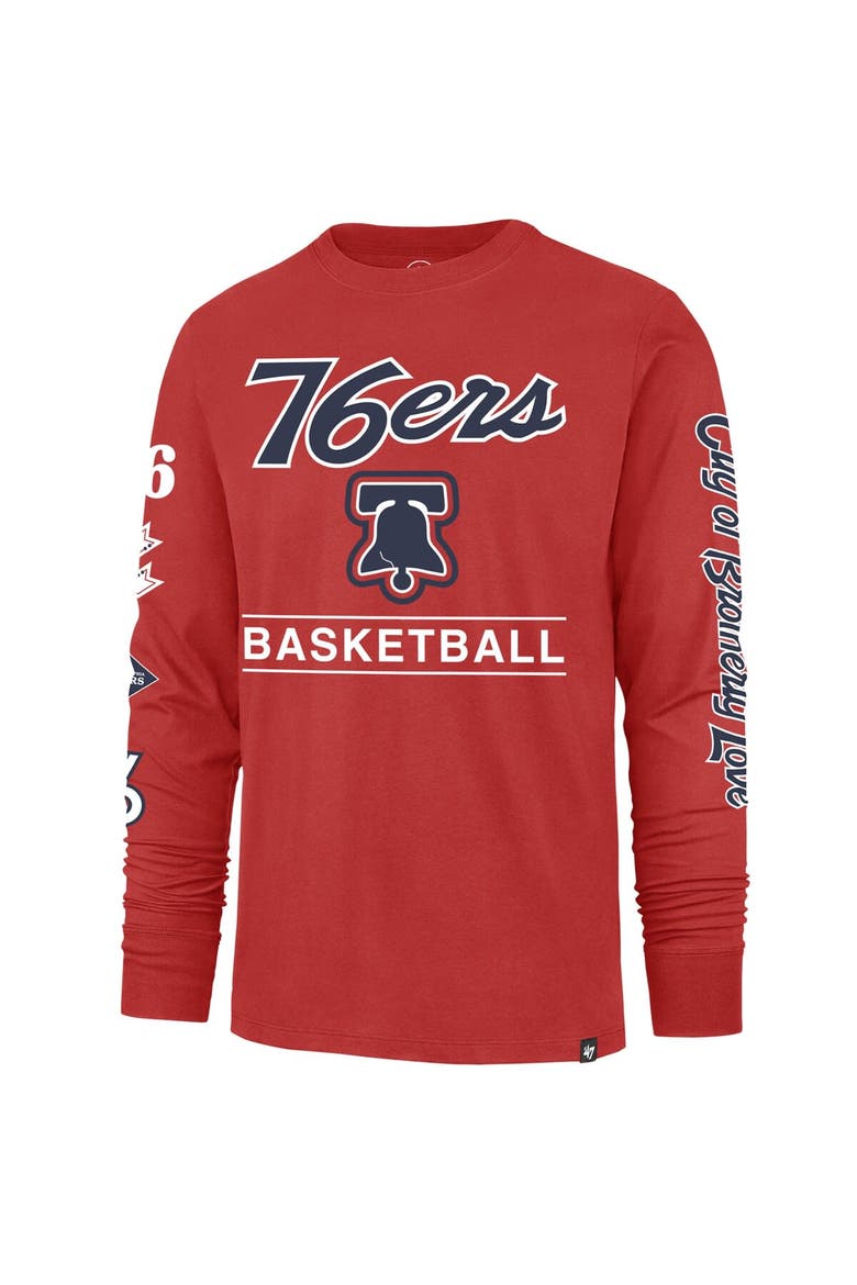 Men's '47 Red Philadelphia 76ers 2023/24 City Edition Triplet Franklin Long Sleeve T-Shirt, Alternate, color, Red