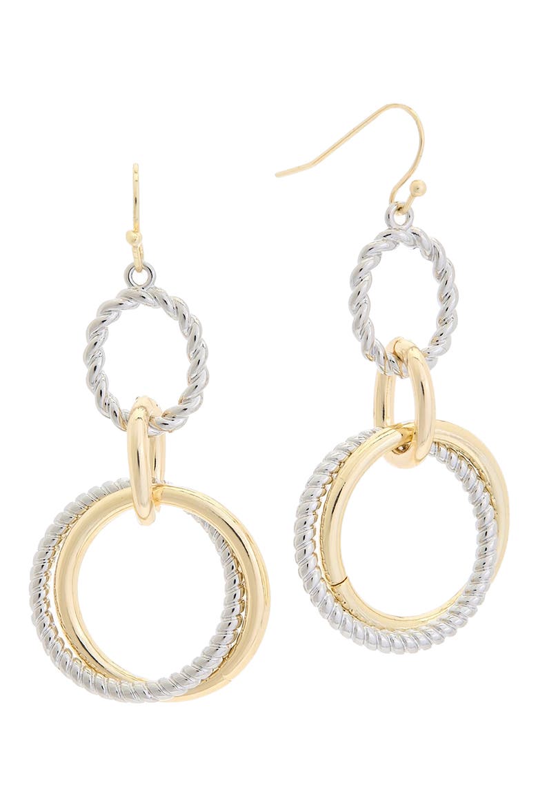 Two-Tone Circle Drop Earrings, Main, color, TWO TONE