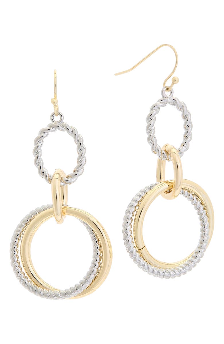 Juvell Two-Tone Circle Drop Earrings, Main, color, 