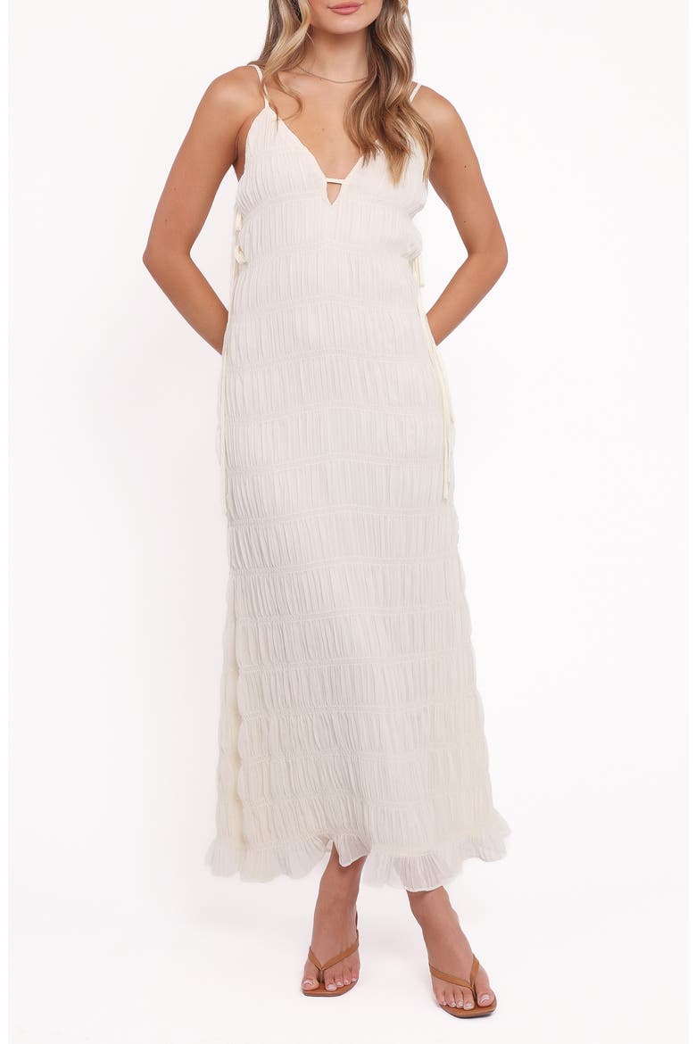 Seraphine Shirred Sleeveless Maxi Dress, Main, color, CREAM