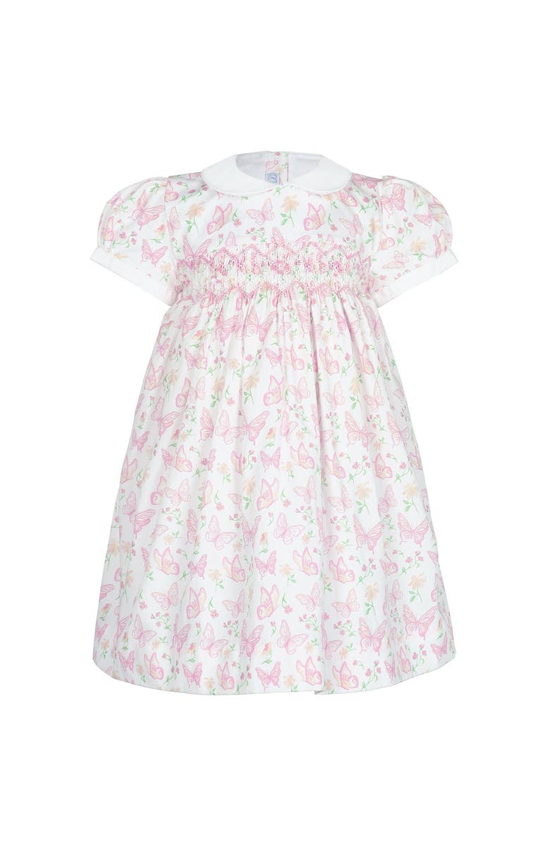 Nellapima Butterflies Print Smocked Dress - Baby, Main, color, Pink