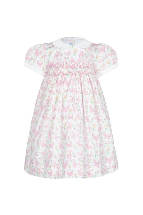 Butterflies Print Smocked Dress - Baby