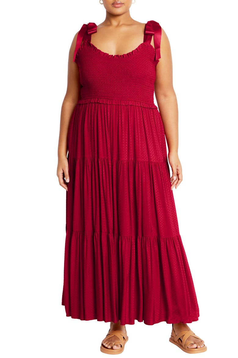 Cosmopolitan Tie Strap Sundress, Main, color, CRANBERRY