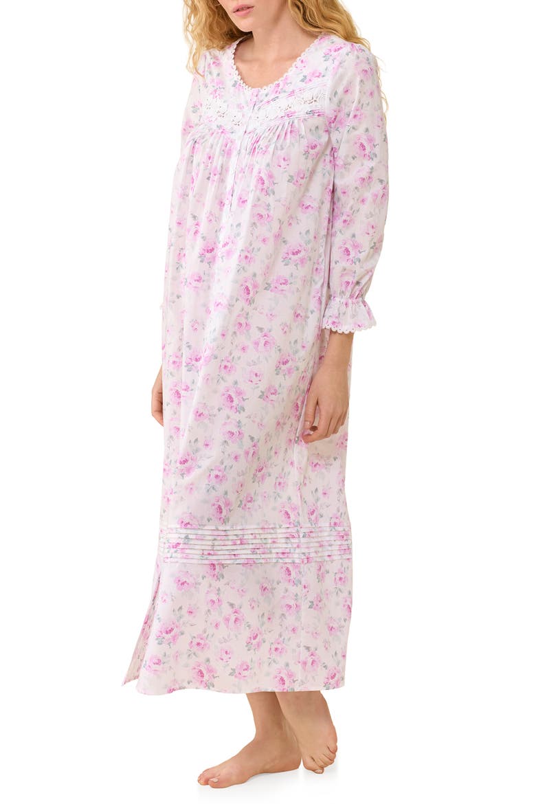 Floral Long Sleeve Cotton Robe, Alternate, color, ROSEBUD