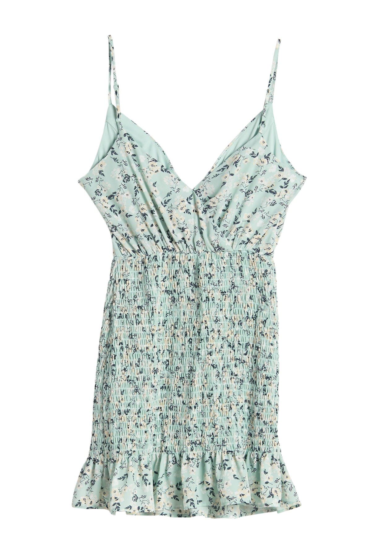 Row A Spaghetti Strap Floral Print Smocked Bottom Dress (Women ...
