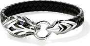 John Hardy Naga Bracelet, Leather, Sterling Silver, Blue Sapphire, 10mm