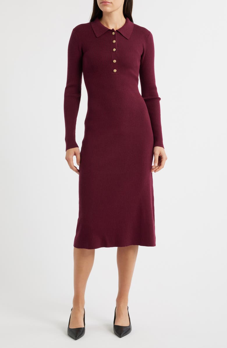 Elie Tahari The Kelsey Long Sleeve Midi Dress, Main, color, 