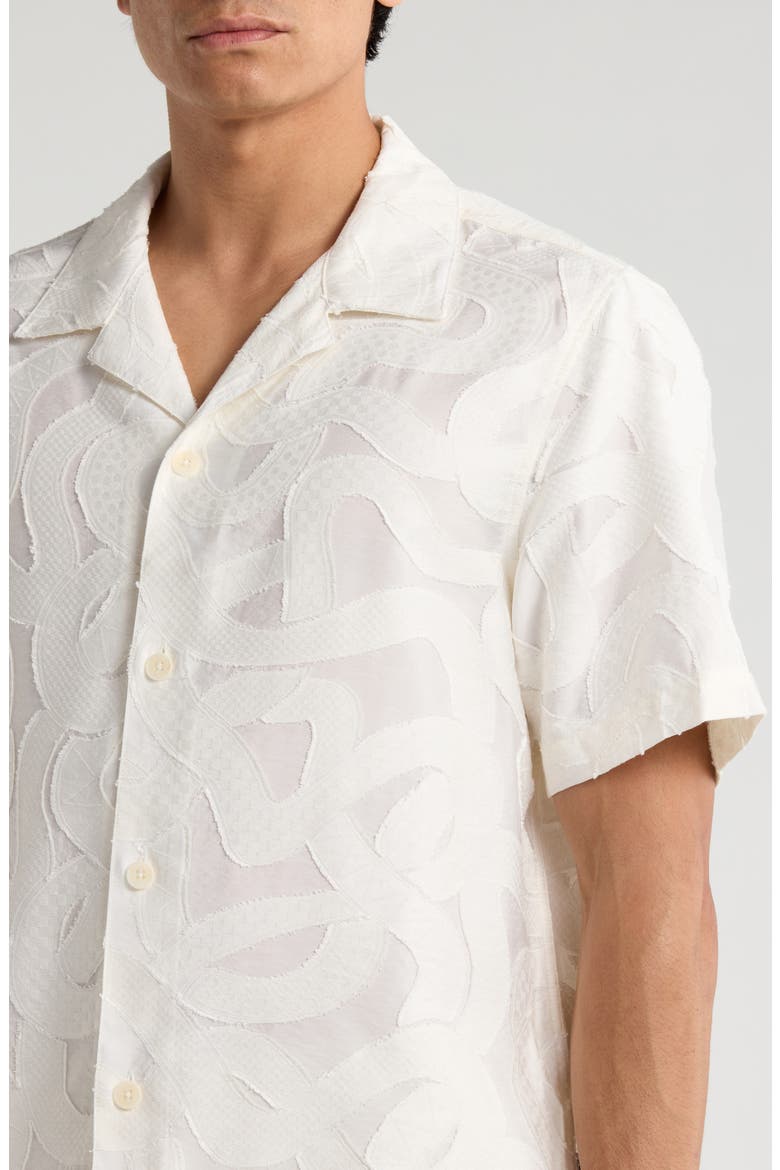 Curzon Abstract Jacquard Camp Shirt, Alternate, color, ECRU
