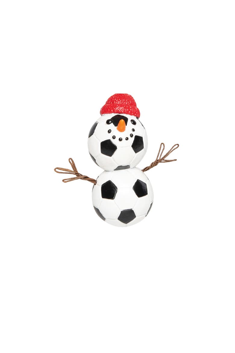 Soccer Snowman Christmas Tree Ornament, Alternate, color, White