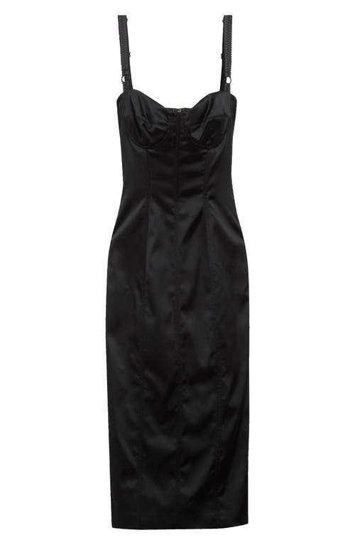 Dolce & Gabbana Dolce&gabbana Bustier Detail Satin Midi Dress In Black