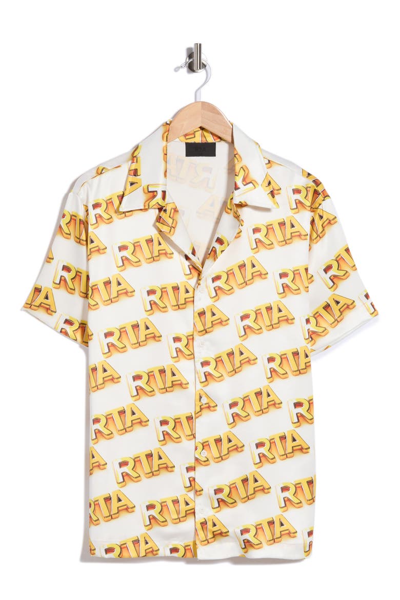 Nathan Logo Print Camp Shirt, Alternate, color, WHITE RTA BULLION