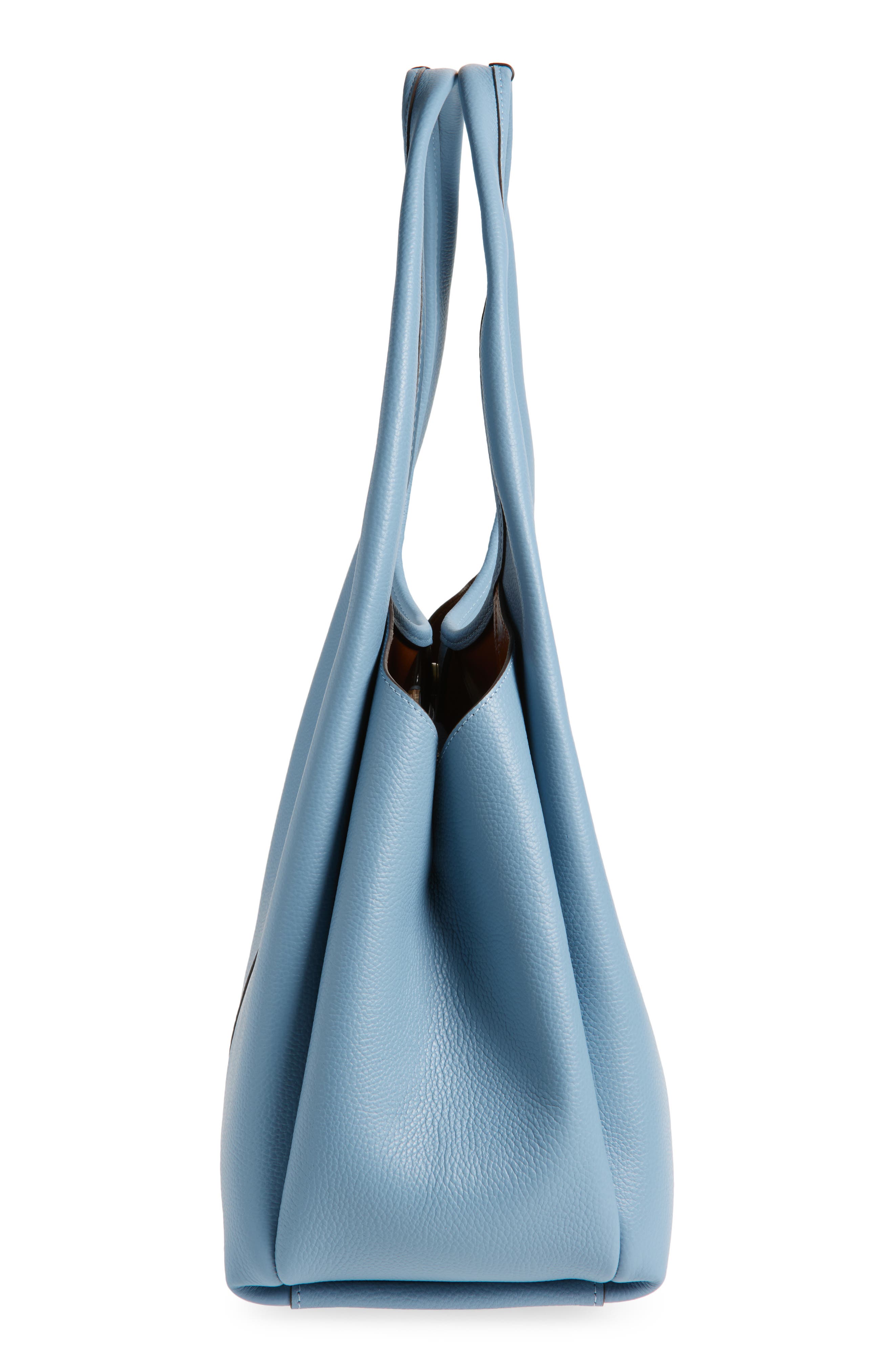 Lana Polished Pebble Leather Shoulder Bag, Alternate, color, BLUEBELL