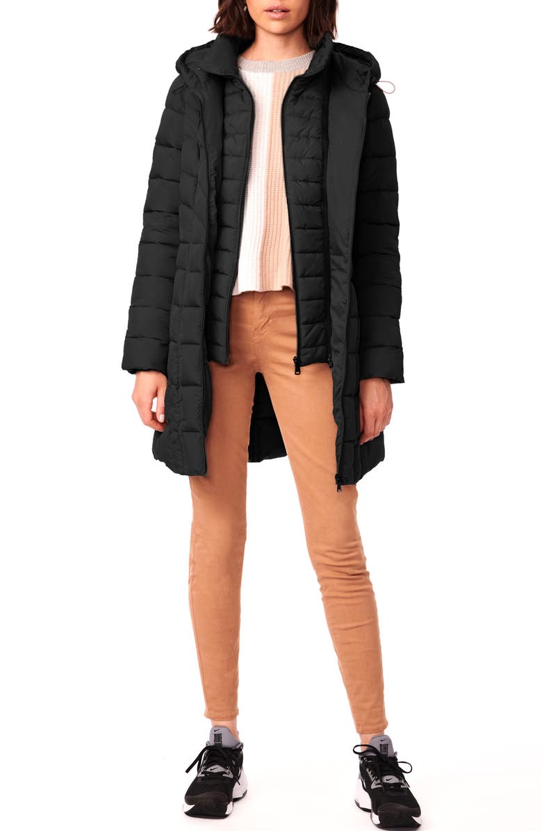 Bernardo Water Resistant Packable Hooded Puffer Coat with Removable Bib Insert, Alternate, color,