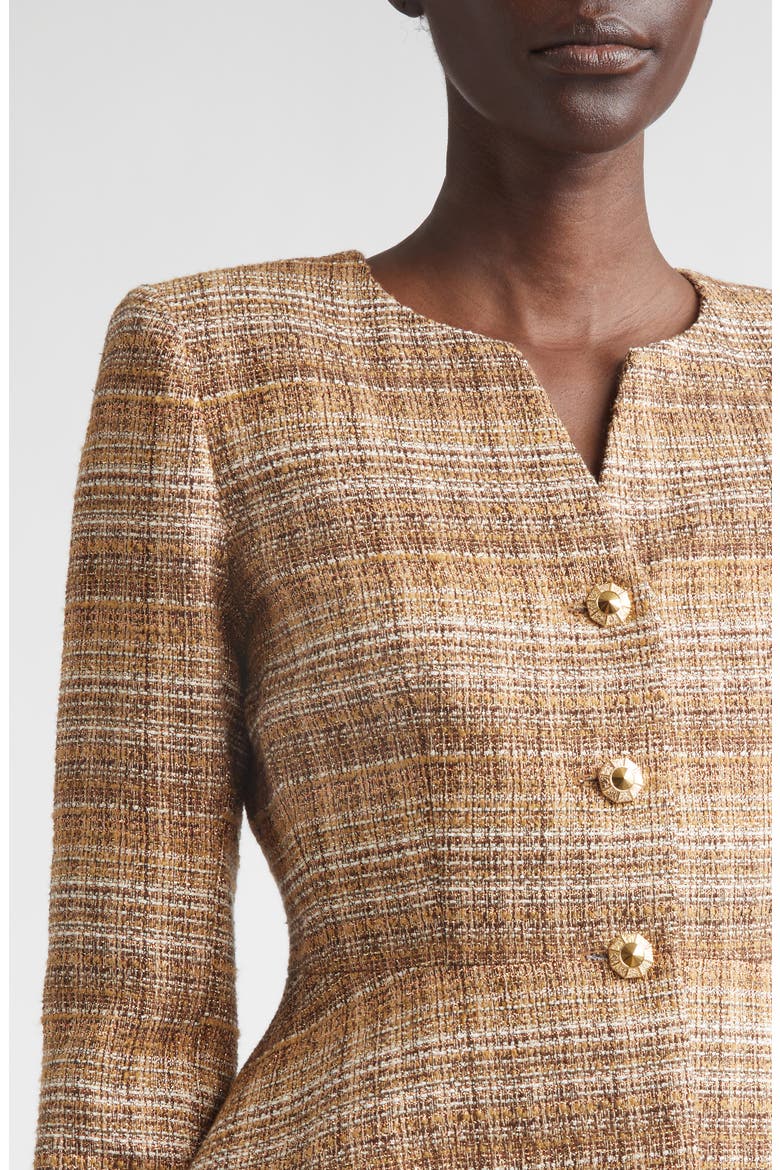 Margaret Gilded Tweed Peplum Jacket, Alternate, color, COPPER MULTI
