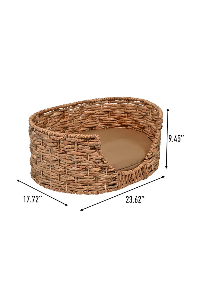 The Licker Store Perri 24" x 18" Classic Farmhouse Handwoven Hyacinth Oval Pet Bed, Machine-Washable Cushion, Alternate, color, Natural