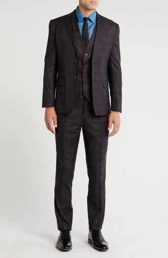 Gino Vitale Slim Fit 3-Piece Tailored Check Suit