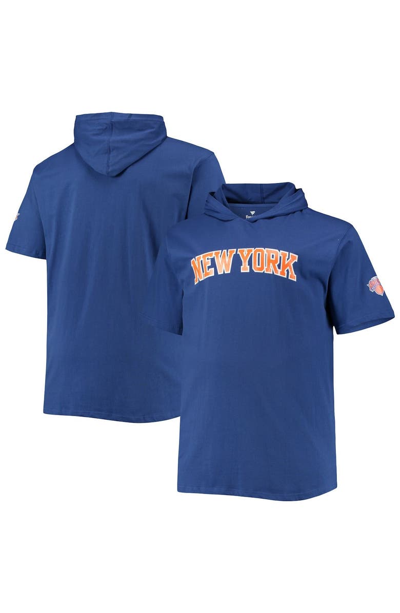 PROFILE Men's Blue New York Knicks Big & Tall 2-Hit Short Sleeve Pullover Hoodie, Main, color, 