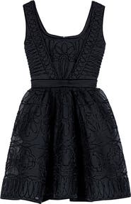 maje Short embroidered basket knit dress