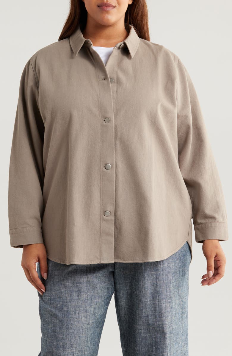 Eileen Fisher Classic Collar Organic Cotton Shirt Jacket, Alternate, color, Reed