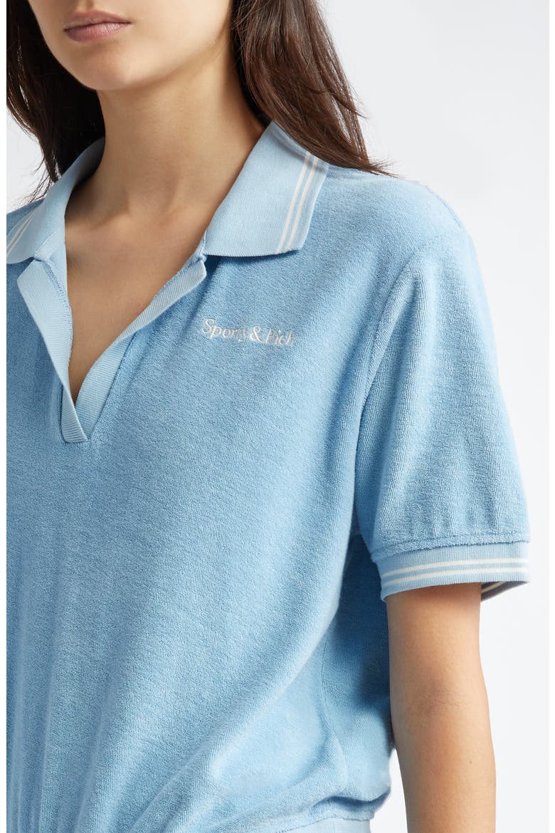 Serif Logo Cotton Terry Polo, Alternate, color, SKY BLUE