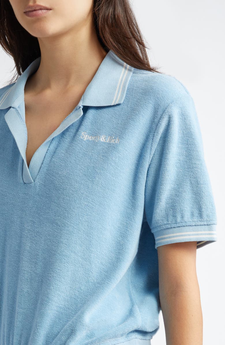 Sporty & Rich Serif Logo Cotton Terry Polo, Alternate, color, 