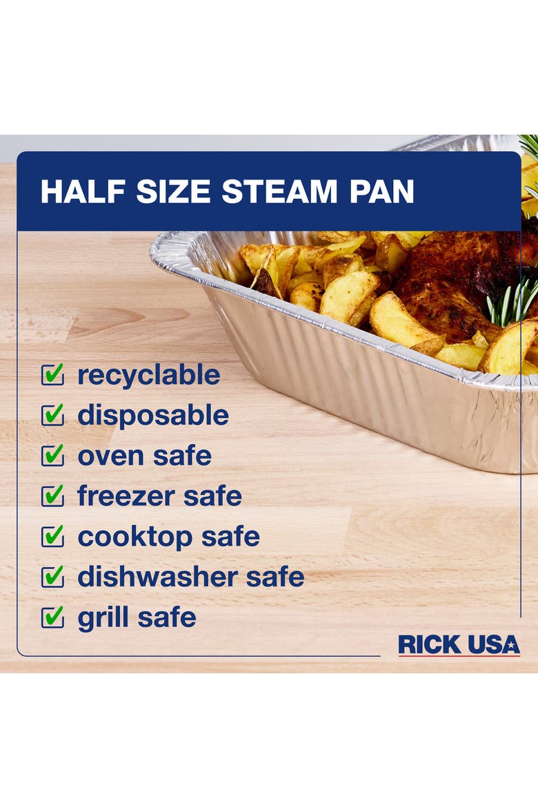 Aulminum Half Size Steam Pan, 25 Pack, Alternate, color, Gray