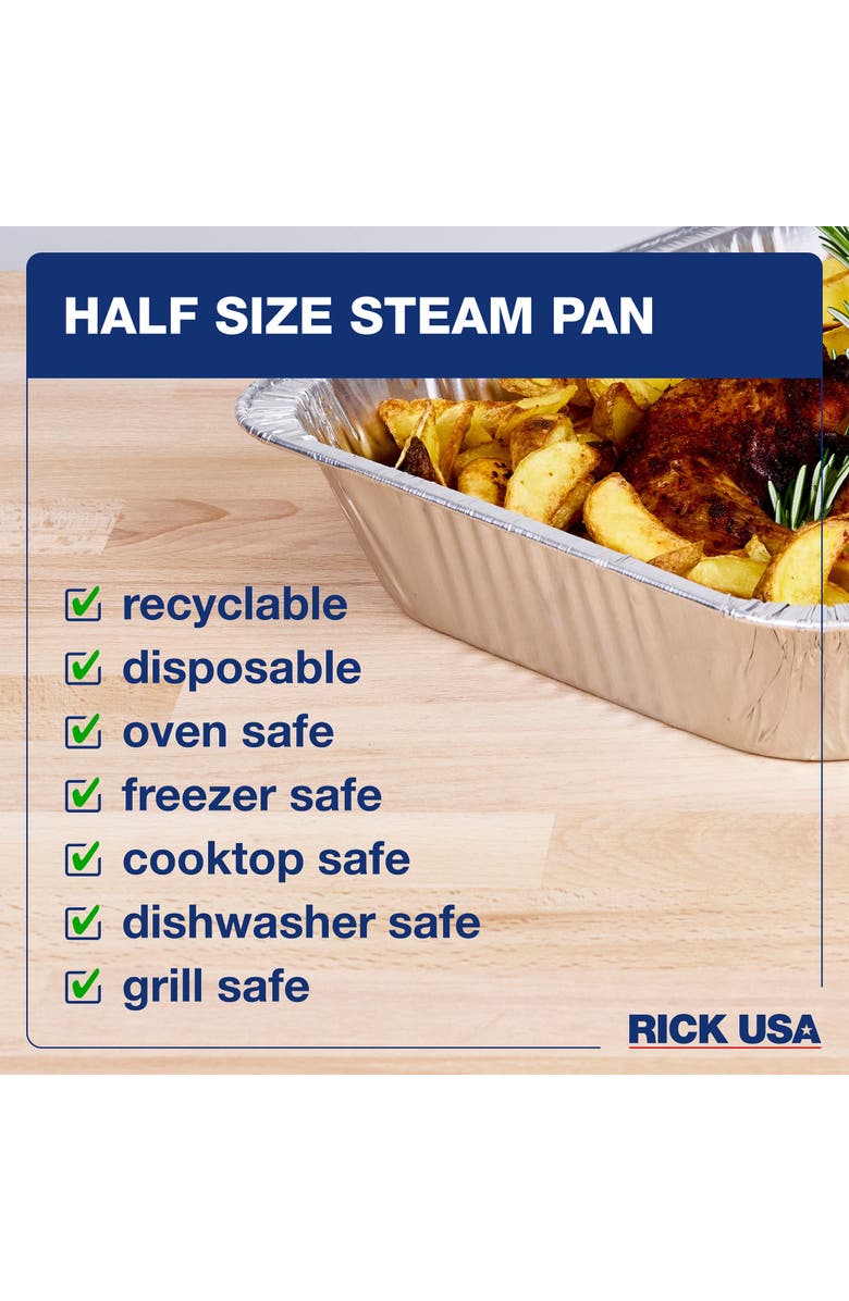 RICK USA Aulminum Half Size Steam Pan, 25 Pack, Alternate, color, Gray